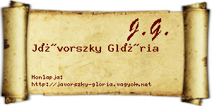 Jávorszky Glória névjegykártya